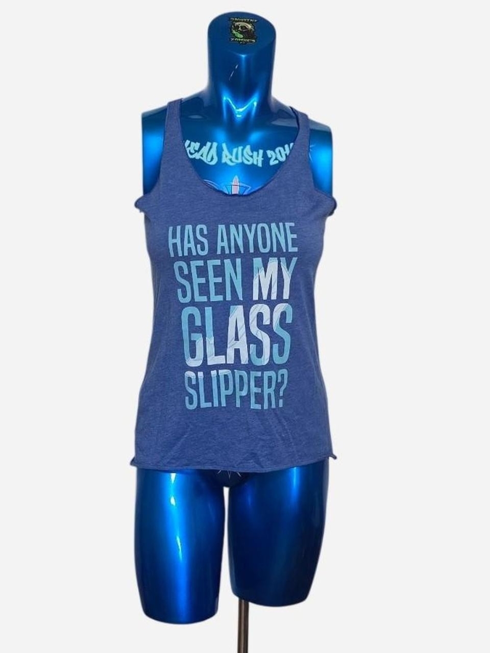 Disney Blue Graphic Tank Top - 'Has Anyone Seen My Glass Slipper?'